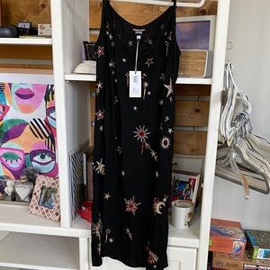 Johnny Was Black Celestial Midi Dress